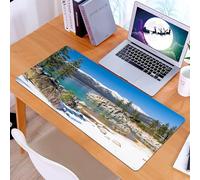 KDWJS Alfombrilla para ratón Speed Gaming XXL 90x40 cm - Base para Mesa - Mejora la precisión y la Velocidad - Resistente - Una Escena Impresionante de un Soleado Lago Turquesa rodeado de Costas ROCO