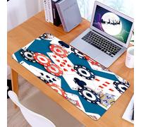 KDWJS Alfombrilla para ratón Speed Gaming XXL 90x40 cm - Base para Mesa - Mejora la precisión y la Velocidad - Resistente - Fichas de Casino Brillantes y Cartas de póquer sobre una Mesa Azul con un p
