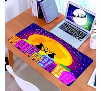 KDWJS Alfombrilla para ratón Speed Gaming XXL 90x40 cm - Base para Mesa - Mejora la precisión y la Velocidad - Resistente - Decoración de Animales, Gatos en el tejado con Cuentos en Forma de corazón