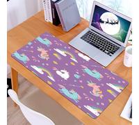 KDWJS Alfombrilla para ratón Speed Gaming XXL 90x40 cm - Base para Mesa - Mejora la precisión y la Velocidad - Resistente - Patrón mágico Dibujado a Mano: Unicornio arcoíris y alas de Hada