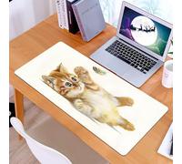KDWJS Alfombrilla para ratón Speed Gaming XXL 90x40 cm - Base para Mesa - Mejora la precisión y la Velocidad - Resistente - Animal, Lindo Gato Jugando con Plumas en Acuarelas Dibujadas por mí.