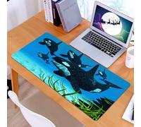 KDWJS Alfombrilla para ratón Speed Gaming XXL 90x40 cm - Base para Mesa - Mejora la precisión y la Velocidad - Resistente - Las Ballenas y orcas nadan a lo Largo de un Arrecife en Busca de Peces