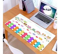 KDWJS Alfombrilla para ratón Speed Gaming XXL 90x40 cm - Base para Mesa - Mejora la precisión y la Velocidad - Resistente - Arte de Dibujos Animados, búhos Coloridos posados en Ramas sobre Flores, FR