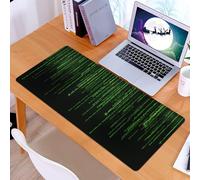 KDWJS Alfombrilla para ratón Speed Gaming XXL 90x40 cm - Base para Mesa - Mejora la precisión y la Velocidad - Resistente - Código Binario técnico. Números Verdes Caen en la Pantalla. Software de hac