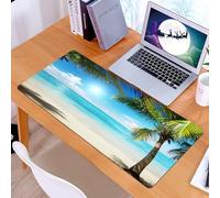 KDWJS Alfombrilla para ratón Speed Gaming XXL 90x40 cm - Base para Mesa - Mejora la precisión y la Velocidad - Resistente - Tranquila Playa Tropical con Palmeras y mar Turquesa bajo un Cielo Soleado.