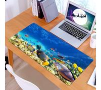 KDWJS Alfombrilla para ratón Speed Gaming XXL 90x40 cm - Base para Mesa - Mejora la precisión y la Velocidad - Resistente - Decoración oceánica, Hada submarina con Peces y cerdas