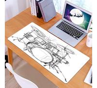 KDWJS Alfombrilla para ratón Speed Gaming XXL 90x40 cm - Base para Mesa - Mejora la precisión y la Velocidad - Resistente - Dibujo de música Rock, Estilo Doodle, boceto, Baterista Inspirado