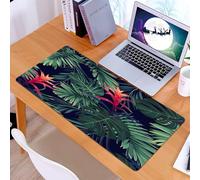 KDWJS Alfombrilla para ratón Speed Gaming XXL 90x40 cm - Base para Mesa - Mejora la precisión y la Velocidad - Resistente - Fondo de patrón botánico con Textura artística con Hojas de Palma y Flores