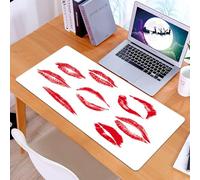 KDWJS Alfombrilla para ratón Speed Gaming XXL 90x40 cm - Base para Mesa - Mejora la precisión y la Velocidad - Resistente - Beso, Varias Marcas de Beso Diferentes en lápiz Labial Rojo de seducción de
