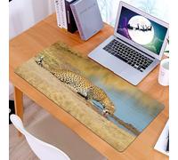 KDWJS Alfombrilla para ratón Speed Gaming XXL 90x40 cm - Base para Mesa - Mejora la precisión y la Velocidad - Resistente - Decoración de Safari, Pantera Leopardo Bebiendo en Waterhole Safari Wild