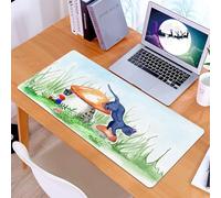 KDWJS Alfombrilla para ratón Speed Gaming XXL 90x40 cm - Base para Mesa - Mejora la precisión y la Velocidad - Resistente - Animal, pequeño Gato Negro de Dibujos Animados en un jardín de Hongos con