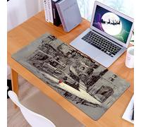 KDWJS Alfombrilla para ratón Speed Gaming XXL 90x40 cm - Base para Mesa - Mejora la precisión y la Velocidad - Resistente - Boceto de Ciudad, Hombre con Abrigo Rojo Caminando por la Calle Oscura, Vis