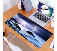 KDWJS Alfombrilla para ratón Speed Gaming XXL 90x40 cm - Base para Mesa - Mejora la precisión y la Velocidad - Resistente - Lago, Tempesta estiva Lampeggia sopra le rocce nell'oceano Incubo Tema Met