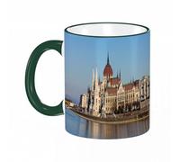 KDWJS Taza divertida de cerámica de 11 onzas,Tazas Originales de Desayuno - Graciosos Ideas para Regalos - Cerámica 330 ml - Parlamento Budapest Hungría Reflejo del horizonte panorámico en el agua su
