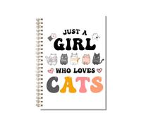 kdxpbpz Cat Gifts for Women Notebook Journal Cat Lover Gift Just A Girl Who Loves Cats Journaling Hardcover Spiral Notebook 5.5 X 8.3