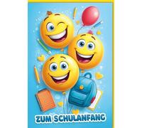 KE - Vibrante tarjeta de felicitación para matriculación escolar con efecto sorprendente, formato B6 de 17 x 11,5 cm, incluye sobre, perfecto para el primer día de clases. Diseño de arcoíris (smileys)
