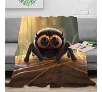 KeAan Araña Linda Manta De Franela Impresa En 3D Araña saltarina Manta De Tirada Couch Bed Sofa Fleece Blanket Soft Fuzzy Warm Cozy Bed Blanket Decorative Living Room 60x80inch(150x200cm)