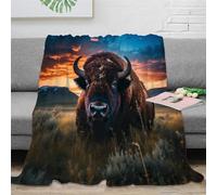 KeAan Bisontete Manta De Franela Impresa En 3D Toro Manta De Tirada Couch Bed Sofa Fleece Blanket Soft Fuzzy Warm Cozy Bed Blanket Decorative Living Room 60x80inch(150x200cm)