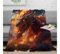 KeAan Dragón de Fuego Manta Estampada Gamer, Impresión Digital,Microfibra, para Cama Y Sofá, para Uso Durante Todas Las Estaciones 60x80inch(150x200cm)