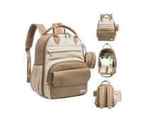 KeaBabies Bolso Cambiador de Bebé con Cambiador - Mochila Cambiador Viaje Multifuncional Casual,Bolsa Maternidad,Capacidad Compacta12L,Cuero PU, Impermeable,Unisex,Elegante Bolsa Pañales Bebé(Latte)