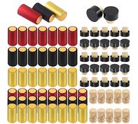 Keadic 100 cápsulas termorretráctiles de PVC, tapas de envoltura de vino, 3 colores, cápsulas de botella de vino, tapas de corcho para bodegas de vino y uso doméstico (rojo, negro, dorado)