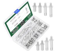 Keadic 100 piezas M6.4 Countersunk Countersunk Core Rivets with Round Head Assortment Set,15/20/25/30 mm Knock Drive Expansion Solid Rivets for Home Electronic Equipment