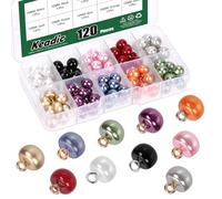 Keadic 120 botones de perlas para coser, botones de costura de media perla de 10 mm, media perla sintética decorativa con bucle, botones redondos de hongo para costura, ropa, vestidos, suéteres