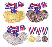 Keadic 15 medallas de metal con cinta para el cuello, medallas de ganador de estilo olímpico dorado y plateado, perfectas para el día deportivo escolar, eventos deportivos, fiestas temáticas olímpicas