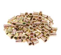 Keadic 150 tuercas de remache M6 métricas chapadas en zinc, tuercas de remache de acero al carbono, kit de inserción roscado de cabeza plana, kit de remaches roscados para muebles