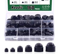 Keadic 161pcs tapas de tornillos de plástico Surtido de tuercas con caja de almacenamiento, M4 M5 M6 M8 M10 M12 de nailon duradero para tornillos o pernos a juego, negro