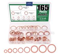 Keadic 165 piezas 8 tamaρos Kit surtido de arandelas planas Arandelas de sellado mιtricas de cobre - M6 M8 M10 M12 M14 M16 M18 M20