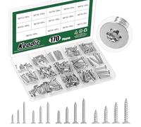 Keadic 170 tornillos Torx de cabeza avellanada plana de acero inoxidable M4-M6 304, tornillos de chapa a prueba de manipulaciones de 14 tamaños con broca T20, antirrobo autorroscante para madera
