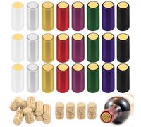Keadic 190 cápsulas termorretráctiles de PVC de 8 colores con tapones de corcho de vino natural, sellos envolventes, tapas para hacer bodegas, botellas de vino