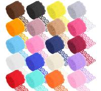 Keadic 20 rollos de cinta de encaje de 3 cm, ribete de encaje de doble cara, estampado floral de color mixto, tela de encaje, estampado floral de color mixto para envoltura de regalo