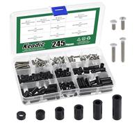 Keadic 245 unidades de tornillos de enchufe eléctrico, espaciadores, surtido, negro, nailon, espaciador, 6-32, tornillos de pared largos, para interruptor, separadores