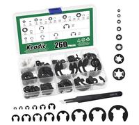 Keadic 261 arandelas Starlock dentadas internas M3/M4/M5/M6/M8/M10/M12 y clips electrónicos externos M1.5/M2/M3/M4/M5/M6/M7/M8/M9/M10/M12/M15/M19/M22 (acabado de óxido negro)