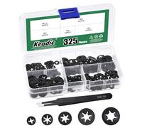 Keadic 325 arandelas de dientes internos M2, M2, M2,5, M3, M4, M5, surtido surtido, acero 65Mn, arandela de bloqueo de estrella de óxido negro, arandela de fijación, sujetadores para muebles
