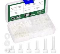 Keadic 330 pernos hexagonales de nailon M4, tornillos hexagonales de cabeza de tornillo de nailon y plástico, tornillos y tuercas de cabeza redonda, kit de lavado de tuercas para industria, color