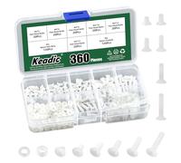 Keadic 360 tornillos M3 de nailon blanco para máquina de countersunk, tornillos de cabeza plana de nailon, tornillos métricos, tornillos de lavado, kit métrico de rosca, juego de surtido de tornillos