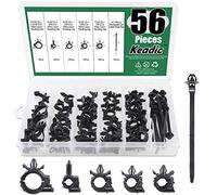 Keadic 56 Piezas Clips de enrutamiento de alambre de tela de coche Sortido de 6 tamaños Clips de enrutamiento de arnés de coche Clip de enrutamiento de arnés cableado universal Piezas de repuesto