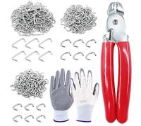 Keadic Alicates rectos para anillos de cerdo y 360 anillos galvanizados de cerdo, kit de instalación profesional de tapicería con guantes protectores, para tapicería, cuerdas elásticas, carcasas de