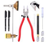 Keadic El juego de herramientas de corte de vidrio contiene alicates de vidrio, punta de carburo de alimentación de aceite de 2 mm a 20 mm con 3 cuchillas de bonificación, mosaico, vidrieras