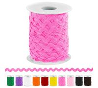 Keadic Flecos de onda de 25 m/27 yardas, cinta de encaje de 5 mm/0,2 pulgadas para coser, ropa, vestido, adorno, decoración de fiesta, suministro para manualidades (rojo rosa)