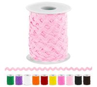 Keadic Flecos de onda de 25 m/27 yardas, cinta de encaje festoneada de 5 mm/0,2 pulgadas para coser ropa, adorno para vestido, decoración de fiesta, suministro para manualidades (rosa)