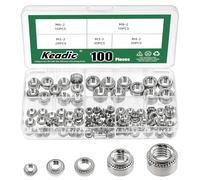 Keadic Juego de 100 tuercas autoadherentes, tuercas de remache de acero inoxidable de 5 tamaños, cierre de hardware de montaje de chapa de acero de cabeza redonda, juego de tuercas de remache M3/M4/M5