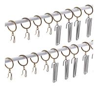 Keadic Juego de 120 ganchos plisados de metal de bronce, anillos de barra de cortina de 30 mm de identificación, 4 puntas, terminal, ganchos para colgar para cortina decorativa de ventana de ducha