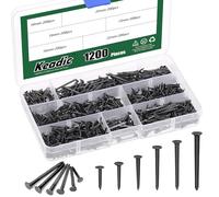 Keadic Juego de 1200 clavos negros para zapatos de 10/13/16/19/22/25 mm, antideslizantes, de acero al carbono, repuesto para botas, tacones de cuero, suelas, reparaciones de zapatos