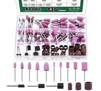 Keadic Juego de 136 ruedas de pulido con mangas de tambor de lijado de óxido de aluminio y broca abrasiva de 1/8 pulgada, accesorios de herramienta giratoria para metal