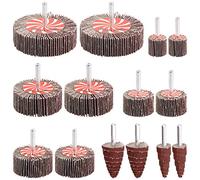 Keadic - Juego de 14 ruedas con aleta de grano 80 con forma de cono de lijado, para quitar óxido y rebabas de soldadura - vástago de 1/4 para todos los taladros, 7 tamaños comunes