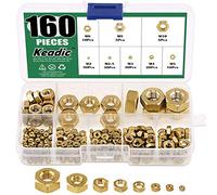 Keadic - Juego de 160 tuercas hexagonales de latón, métricas M2 M2.5 M3 M4 M5 M6 M8 M10